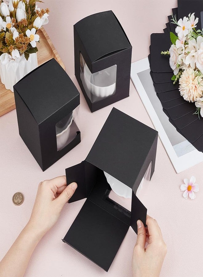 بينيكريت علب هدايا BENECREAT مكونة من 36 قطعة، علب أكواب قهوة سوداء، علب تغليف أكواب نبيذ شفافة، علب هدايا فارغة سعة 11 أونصة و12 أونصة و15 أونصة. - Image 3